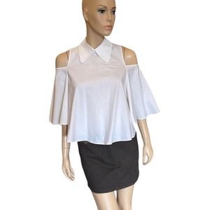 Elle Sasson Cotton White Women Crop Top Sz 2 Preowned Stretchy